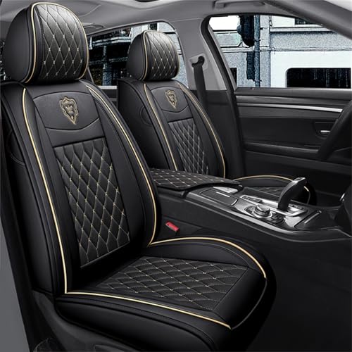 SanQing Car Seat Covers Full Set, Super Luxurious Heavy Universal Duty Waterproof Leather Automotive Vehicle Cover for Cars SUV Pick-up Truck, Non-Slip Seat Car Accessories (Full Set/Black) - color: Full Set/Black