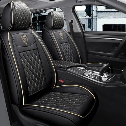 SanQing Car Seat Covers Full Set, Super Luxurious Heavy Universal Duty Waterproof Leather Automotive Vehicle Cover for Cars SUV Pick-up Truck, Non-Slip Seat Car Accessories (Full Set/Black) - color: Full Set/Black