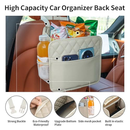 FrgKbTm Car Seat Back Hanging Bag Car Document Holder Multi-Pocket Bottle Bag Storage Box Organizer Travel Tidy Pouch Pocket Kids Beige - color: Beige C