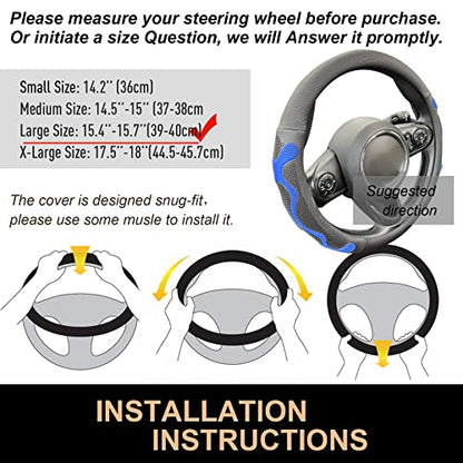 PINCTROT Large Size Comfy Grip Steering Wheel Cover, Anti-Slip Design, 15.5-15.75 Inch(Silicone Blue) - color: 3.Blue, size: Large Size[15 1/2''-15 3/4'']