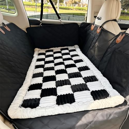 59"x27.6" Thickened Backseat Dog Bed Mat, Non-Slip Pet Car Seat Blanket with Laundry Bag, High-Resilience PP Cotton, Washable, for Backseat Extenders & Seat Covers, Black & White - color: Black&White