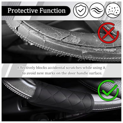 2PCS Car Door Handle Cover,Soft Interior Car Door Handle Scratch Protector with Magic Stick,Universal Cars Grab Handles Cover Cars Interior Accessories for Trucks SUVs
