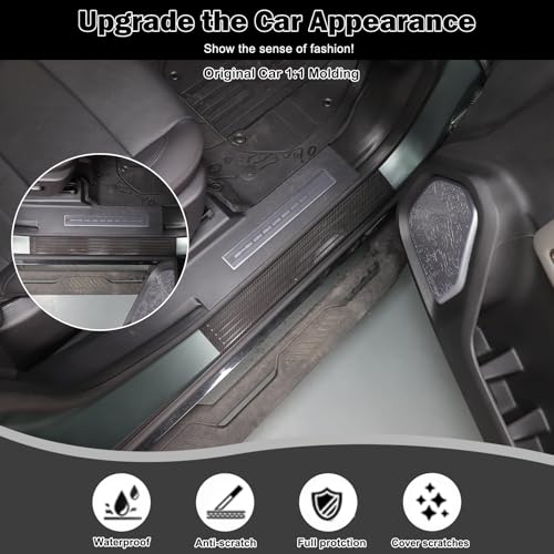 Genuine Carbon Fiber Door Sill Protector for Hummer EV SUV Pickup Accessories Anti-Scratch Door Edge Guards Entry Threshold Panel Trim Molding Kit for Hummer EV SUV Truck 2022-2024 2025+ (Black/2PCS)