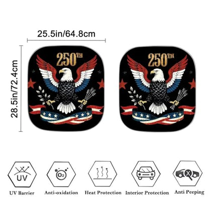 AFPANQZ 250th Eagle Print Car Visor Sun Protection Foldable Windshield Front Window Cover, Sun Shades Universal Fit for Car Auto Sedan Truck SUVs Travel Outdoor - color: 250th Eagle Print