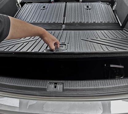 Cargo Mat with Backrest Mats for Volkswagen VW Atlas 6/7 Seats 2018-2025 2026 Car Mat Accessories(Not Fit Cross Sport), All Weather TPE Trunk Cargo Liner(Cargo Mat with Backrest Mats) - style: Cargo Mat with Backrest Mats