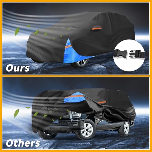 Waterproof All-Weather Universal Car Cover with Right Side Zipper, 190T Polyeste Black Blue Fits for SUV 190" to 200" Length - size: Fit for Suv Length 190" to 200"