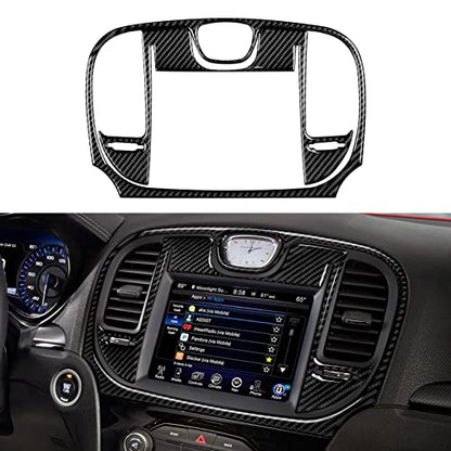 Car Central Console Navigation Screen Air Outlet Vent Decals for 2015-2023 Chrysler 300 / 300C / 300S / Limited/Touring Accessories Carbon Fiber Stickers - color: Center Air Outlet, 2015-2023