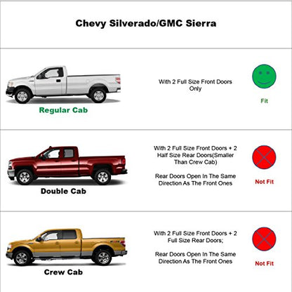 Original Side Window Wind Deflector for 2014-2019 Chevrolet Silverado/GMC Sierra 1500 2500 3500 with Regular Cab, 2pcs Out-Channel Tape-On Rain Guards Set, Dark Smoke Nice Window Visor 92301 - size: 14-18 Regular Cab