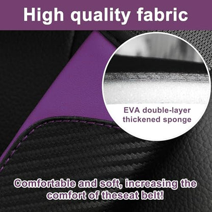 2PCS Car Seat Belt Cover, Soft Shoulder Strap Covers Harness Pads, Safety Leather Seatbelt Comfort Driving Cushion Protect Your Shoulder and Neck Universal for Car, SUV,Truck (Black/Purple) - color: Black/Purple