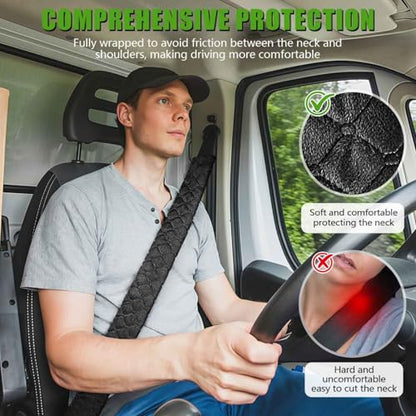 WSSROGY 24 Inch Long Car Seatbelt Cover, Soft Comfort Seatbelt Protector Pads Strap Protecting Neck Shoulder Clothes for Car SUVS Truck (Black) - color: Black