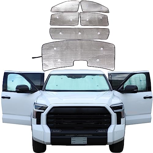 Car Full Windshield Sunshade Compatible with Toyota Tundra Crew Max 2022-2026, 6Pcs Windshield Sunshades Foldable Reflective Sun Visor for UV Rays and Sun Heat Full Protect Car Interior Accessories - color: Silver(6Pcs)