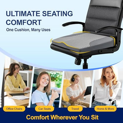 kingphenix Car Seat Cushion – Memory Foam Pad for Driving Comfort – Boosts Height and Relieves Coccyx & Lower Back Pain – Car, Truck, Office Chair (Leather & 4D Mesh Gray) - color: Leather & 4d Mesh Gray