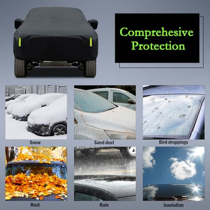 Car Cover Custom Fit for Toyota Tacoma 2005-2025, Waterproof All Weather for Automobiles Full Exterior Cover Rain Sun Snow Protector with Door Zipper Black - size: Custom Fit for Toyota Tacoma