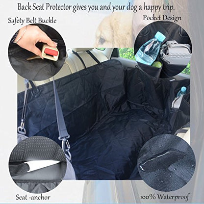 FLR Pet Seat Cover for Large Dogs Breeds Waterproof Washable Nonslip Scratch Proof Rear Back Car Seat Covers Pets Seat Protectors Mat Hammock for Car Trucks SUVs Vans & Vehicles-Universal Fit - color: hammock style
