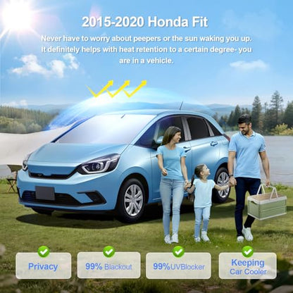 10pcs Car Window Shades for 2015-2020 Honda Fit Accessories,Windshield Side Rear Full Sunshade,Sun Visor UV Blocking, Privacy Protection and Blackout for Camping Outdoor - size: for 2015-2020 Honda Fit