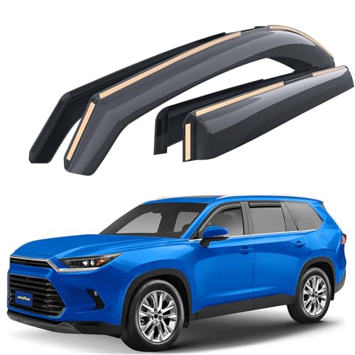 Goodyear Shatterproof in-Channel Window Deflectors for Toyota Grand Highlander 2024-2026, Rain Guards, Window Visors for Cars, Vent Deflector, Car Accessories, 4 pcs - GY008424 - color: For Grand Highlander 24-26