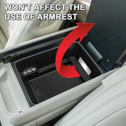 Center Console Organizer Tray Compatible with 2024 2025 2026 Hyundai Santa Fe Interior Storage Box Insert Secondary Accessories (Armrest storage tray)