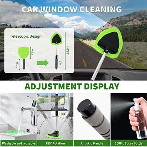 18Pcs Car Detailing Kit, Interior Car Cleaning Kit, Leather & Textile Car Interior Brush, Car Detailing Brush Set with Windshield Cleaning Tool Complete Car Interior Care Kit