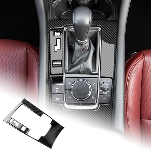 AIRSPEED Carbon Fiber for Mazda 3 Axela 2019-2025 Center Console Gear Shift Panel Cover Interior Trim Accessory, Automatic Transmission, Black - color: Automatic Transmission Gear Shift Panel