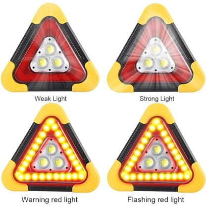 2Pcs LED Emergency Triangle Solar Charging Safety Triangle 5 Mode