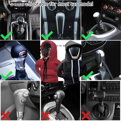 vvag Hoodie Car Gear Shift, Dutch Velvet, Black+Red, Universal Fit Knob Cover, 16 x 11.5cm/6.3 x 4.5inch - color: Black+Red