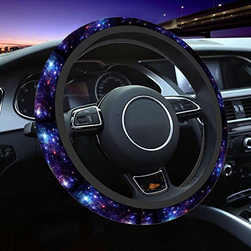 Swono Galaxy Purple Car Steering Wheel Covers Abstract Beautiful Space with Star Women Men Interior Accessories Universal 15 Inch Steering Steering Wheel Protector Anti-Skid Grips - color: multi-053
