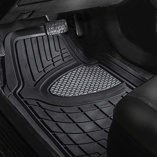 FH Group Premium Liners Tall Channel Trimmable All Weather Rubber Full Set Car Floor Mats (Gray) w. Trimmable All-Season Cargo Liner (Black) - Universal Fit for Cars Trucks and SUVs - color: Gray, style: With Cargo Mats
