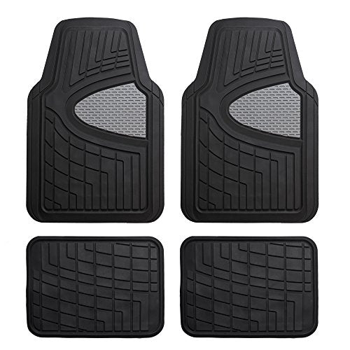 FH Group Automotive Floor Mats - Heavy-Duty Rubber Floor Mats for Cars, Universal Fit Full Set, Climaproof Floor Mats, Trimmable Floor Mats for Most Sedan, SUV, Truck Floor Mats Gray Black - color: Gray, style: Full Set Floor Mats
