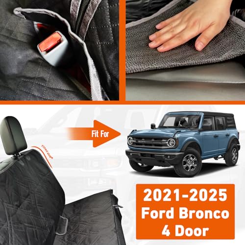 Dog Car Seat Cover Compatible with Ford Bronco 4 Door 2021-2025, Waterproof Pet Bench Seat Cover for Back Seat, 600D Heavy Duty Scratch Proof Nonslip Truck Seat Covers for Dogs - size: 2021-2025 Bronco
