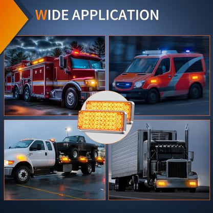 Nilight 2PCS 42LED Amber Magnetic Strobe Lights Portable Warning Hazard Light Surface Mount Waterproof 5 Patterns for 12V 24V Cars Trucks Van Off Road Vehicles ATV - color: 42LED Amber