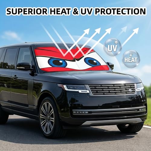 Upgraded Car Windshield Sun Shade Umbrella, Car Shade Front Windshield Sun Shade, Foldable Umbrella for Block UV Rays & Sun Heat Protection, 57"X31" - color: Red