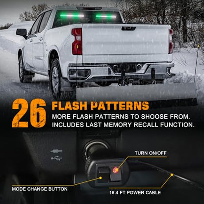 XRIDONSEN 2 in 1 Green White Emergency Strobe Traffic Advisor Light Bar 144 LED Warning Safety Interior Dash Windshield Lights Deck Split Mount for Volunteer Firefighter Vehicles Trucks (2x17.7 inch) - color: Greed/White