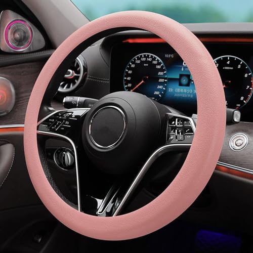 Stretchy Silicone Car Steering Wheel Cover - Universal Fit for Most Cars,Anti Slip Odorless Stretchy Steering Wheel Cover, Fit 14''/15''/16'' Steering Wheel Grip - color: Pink