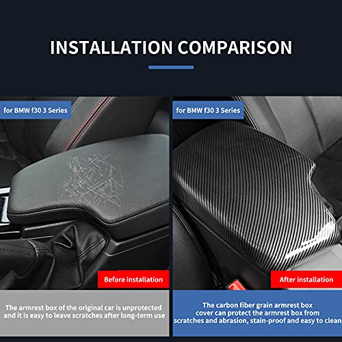 328i 435i Armrest Cover, Carbon Fiber Color Center Consoles Pad for BMW F30 F32 F34 (ABS Material) (F30 2012-2019) - size: F30 2012-2019