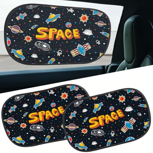 GENANY 2pcs Astronaut Window Sun Shade for Sedan SUV Truck (21x14 Inches), Sun Shades for Side Window, Accessories for Kids, Baby Window Shades, Spring Car Decor - color: Astronaut
