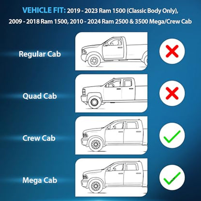 Nilight in Channel Rain Guards for Ram 1500 2009 2010 2011 2012 2013 2014 2015 2016 2017 2018 Crew Cab, 2019-2023 Ram 1500 Classic Body, Original Window Deflectors, Vent Window Visors-4PCS - size: Ram 1500 2009-2018 Crew Cab
