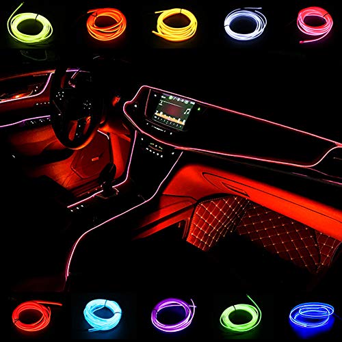 Car Lights Interior El Wire Car kit Cold Interior Trim Bright Light for Car Interior Decoration(5m/16ft,Red) - color: Red, size: 5m