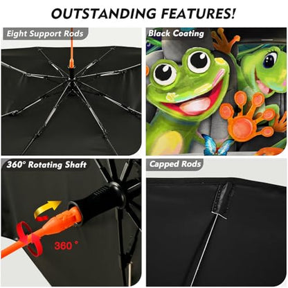 Frogs Car Windshield Sun Shade Umbrella Car Windshield Foldable Accessories Blocks Uv Rays Keeps Car Cool Car Foldable Umbrella Sunshade for Front Window Universal - color: Frogs