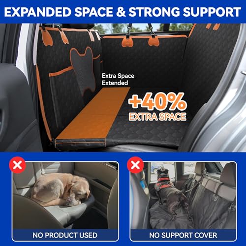 Dog Car Seat Cover – XL Hard Bottom Hammock, Waterproof & Scratch-Resistant, Supports 400 lbs – Heavy-Duty Pet Seat Protector for Cars, Trucks & SUVs – Oxford Fabric