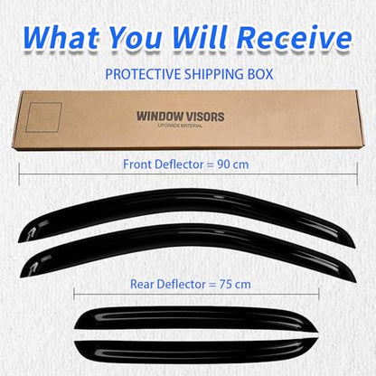 Window Rain Guards Compatible 2007-2013 Chevy Silverado Gmc Sierra Crew Cab 4PC Side Wind Deflector Visors Shade Vent - size: 07-13 Silverado Sierra Crew Cab