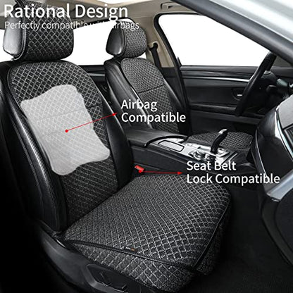 Breathable Car Seat Cover,Luxury Front Seat Cover,Durable and Non Slip,Polyester Silk Material, Universal Car Seat Cushion,Suitable for All Seasons,Airbag Compatible. (Black，2PCS) - color: Black-Front 2pcs
