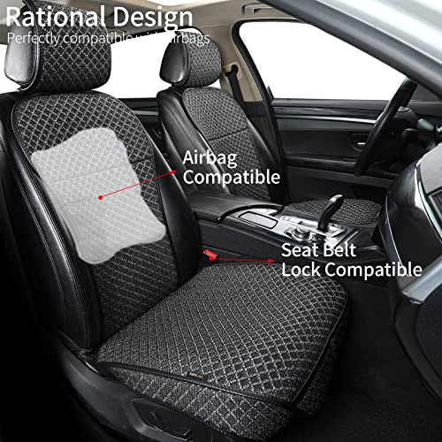 Breathable Car Seat Cover,Luxury Front Seat Cover,Durable and Non Slip,Polyester Silk Material, Universal Car Seat Cushion,Suitable for All Seasons,Airbag Compatible (Black，1PC) - color: Black-Front-1pc