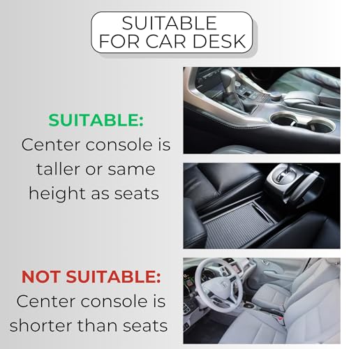 Portable Car Desk with Removable Clipboard - Fits Passenger Seat - for Laptop - Travel Desk with Drink Holder, Mobile Vehicle Desk for Professionals & Commuters, Adjustable 11.5" D x 8.5" W x 11" H