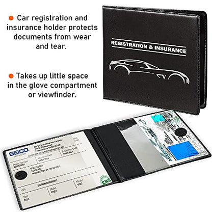 CANOPUS Car Registration and Insurance Holder, Car Document Holder, Vehicle Registration and Insurance Card Holder, Wallet for Auto, Trailer, Motorcycle, Truck, Vehicle Paperwork Organizer (2 Pack) - size: Car