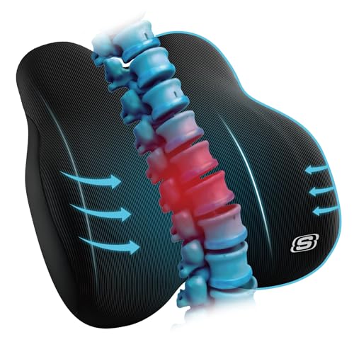 Skechers Memory Foam Lumbar Pillow,Lumbar Support Pillow for Office, Chair Lower Back Pain Relief Lumbar Pillow, Ergonomic Design Back Support Pillow for Office Chair, Car, Home, Travel,Black - color: Black
