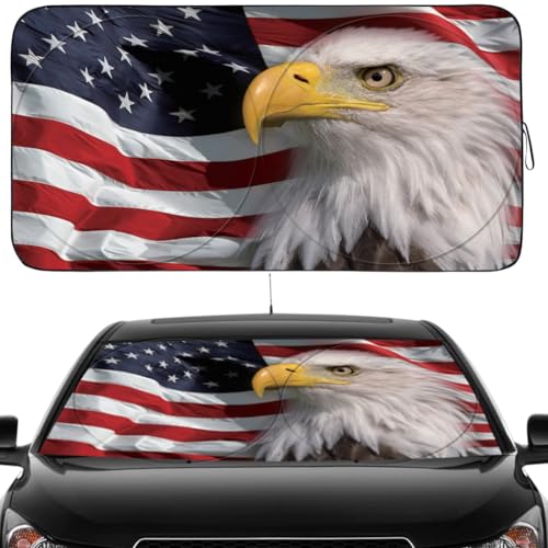 Gven Windshield Sun Shade for Car Front Window Cover Sunshades Visor Automotive Sun Shield for Compact Sedan, Suv, Midsize Sedan, Small Pickup Blocks UV Rays Keep Your Vehicle Cool (Flag, S) - color: US Flag, size: Standard