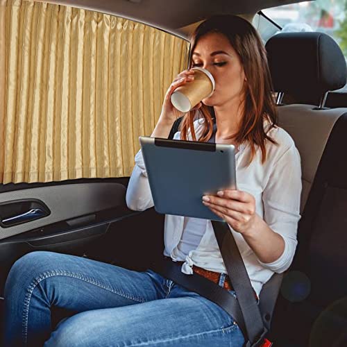 ZATOOTO Car Side Window Sun Shade - 2 Pcs Beige Magnetic Privacy Sunshades - Curtain Keeps Cooler Screen for Baby Sleeping - color: Beige Faux Silk Louvered–Rear 2PCS