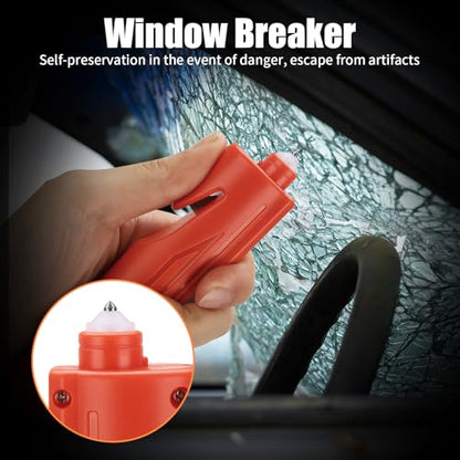 KnLnny Ware Automotive Escape Tool, Window Breaker,Seatbelt Cutter, Car Flashlight, 5 in1 Auto Tactical Gear, USB Charging, Magnetic Attraction, Emergency Kit Self Defense Accessories,Red - color: Red-1Pack