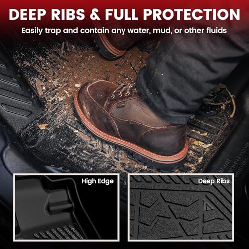 LASFIT Floor Mats for Honda Ridgeline 2026 2025 2024 2023-2017 Crew Cab, All Weather Protection TPE Non-Slip Custom Fit Automotive Accessories Floor Liners 1st & 2nd Row, Black - style: 8）For Honda Ridgeline | 2017-2026 | 1st & 2nd Row