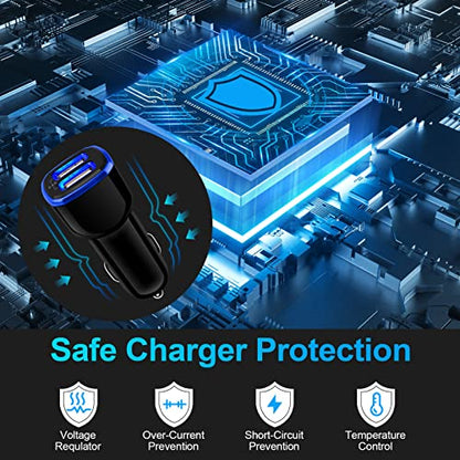 Car Charger iPhone, 5Pack 2.4A 12V USB Adapter Car Cigarette Lighter USB Charger Car Plug for iPhone 17 16e 16 15 14 13 12 11 SE XR XS X 8 7 6,Samsung Galaxy S25 S24 S23 S22 S21 S10 S9,Android,Kindle